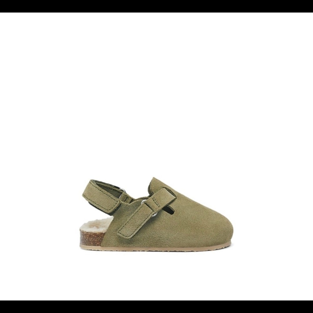 Zara kids suede leather lined clogs